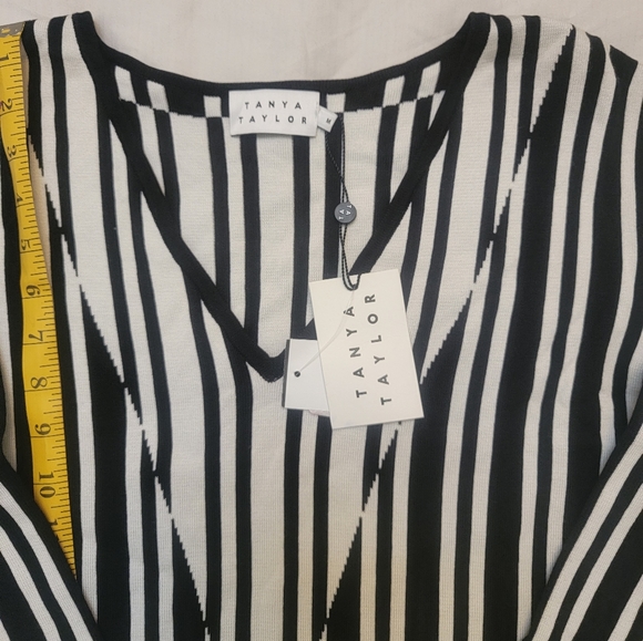 NWT TANYA TAYLOR S Black White Stripe Johnny Sweater Women - Picture 3 of 16